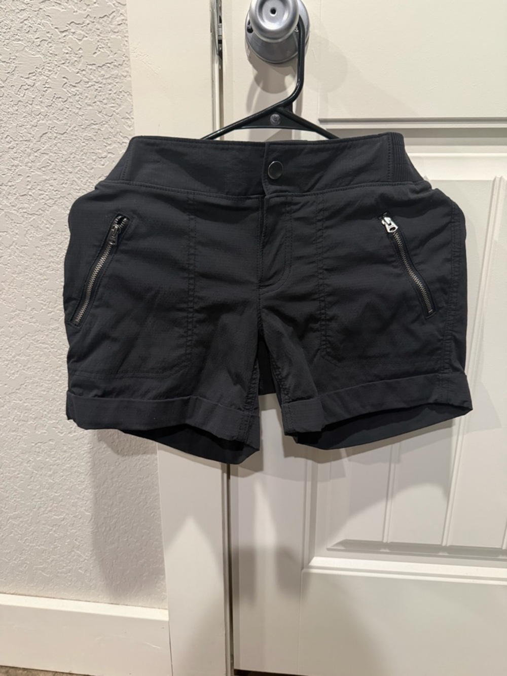 Athleta Black High-Rise Active Shorts with Zip Pockets